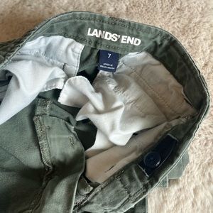 Lands End.  Green Khaki pants.  Boys 7.  Adjustable waist.  Well loved
